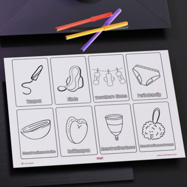 Ausmalbild Periodenprodukte